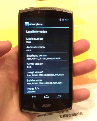 Computex 2012: живые фото Android-смартфона Acer S500 CloudMobile
