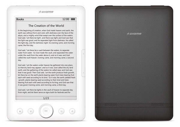 Digma s605t: тонкий 6-дюймовый ридер с модулем Wi-Fi картинка Digma s605t: тонкий 6-дюймовый ридер с модулем Wi-Fi