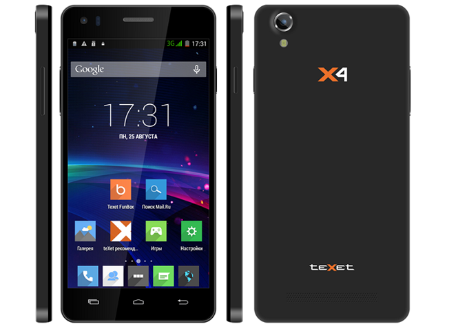 Texet X4: 5-дюймовый смартфон среднего класса на Android 4.4 KitKat