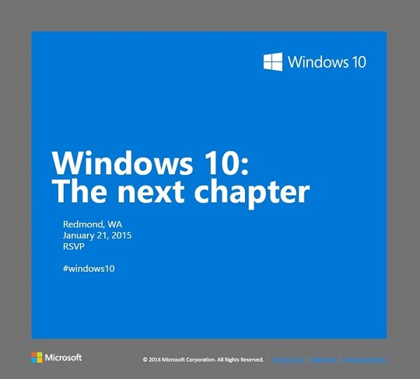 Вторая презентация Windows 10 состоится 21 января