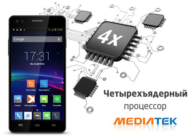 Texet X4: 5-дюймовый смартфон среднего класса на Android 4.4 KitKat