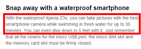 Sony: не пользуйтесь непромокаемыми смартфонами Xperia под водой