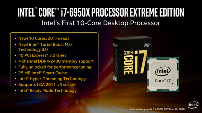 Computex 2016. Intel анонсировала первый 10-ядерный процессор для десктопов