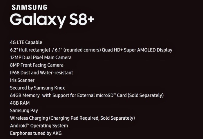 Samsung Galaxy S8+ характеристики