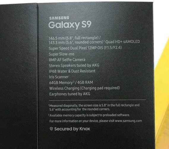 В Сеть попал полный перечень характеристик Samsung Galaxy S9