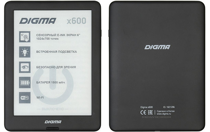 Digma представляет недорогую электронную книгу X600 с Android, сенсорным экраном E Ink и Wi-Fi