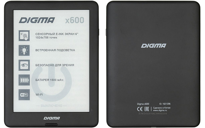 Digma представляет недорогую электронную книгу X600 с Android, сенсорным экраном E Ink и Wi-Fi картинка Digma представляет недорогую электронную книгу X600 с Android, сенсорным экраном E Ink и Wi-Fi