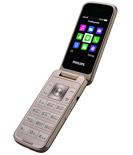 Начались продажи раскладного кнопочного телефона Philips Xenium E255