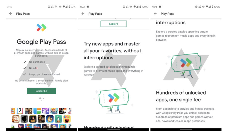 Google тестирует новый сервис Play Pass. Он откроет доступ к платным приложениям и играм за небольшую ежемесячную плату