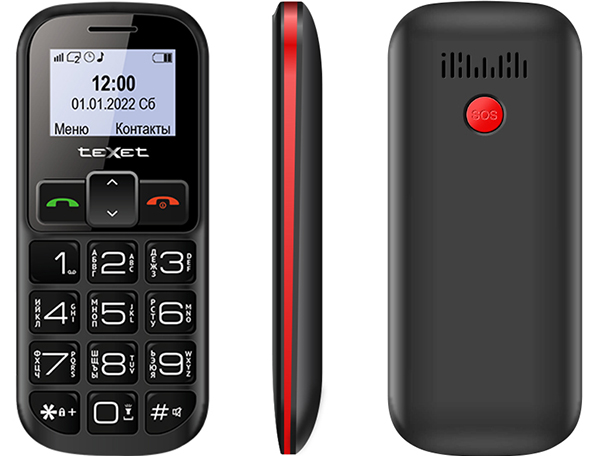 Texet TM-B322: кнопочный телефон с монохромным экраном и SOS-кнопкой фото