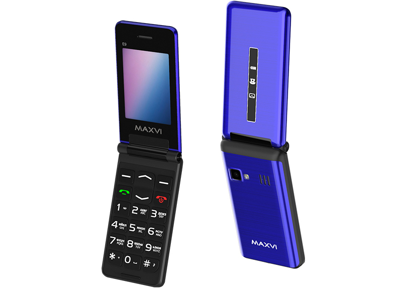 Представлен раскладной кнопочный телефон Maxvi E9 с индикаторной панелью на флипе фото
