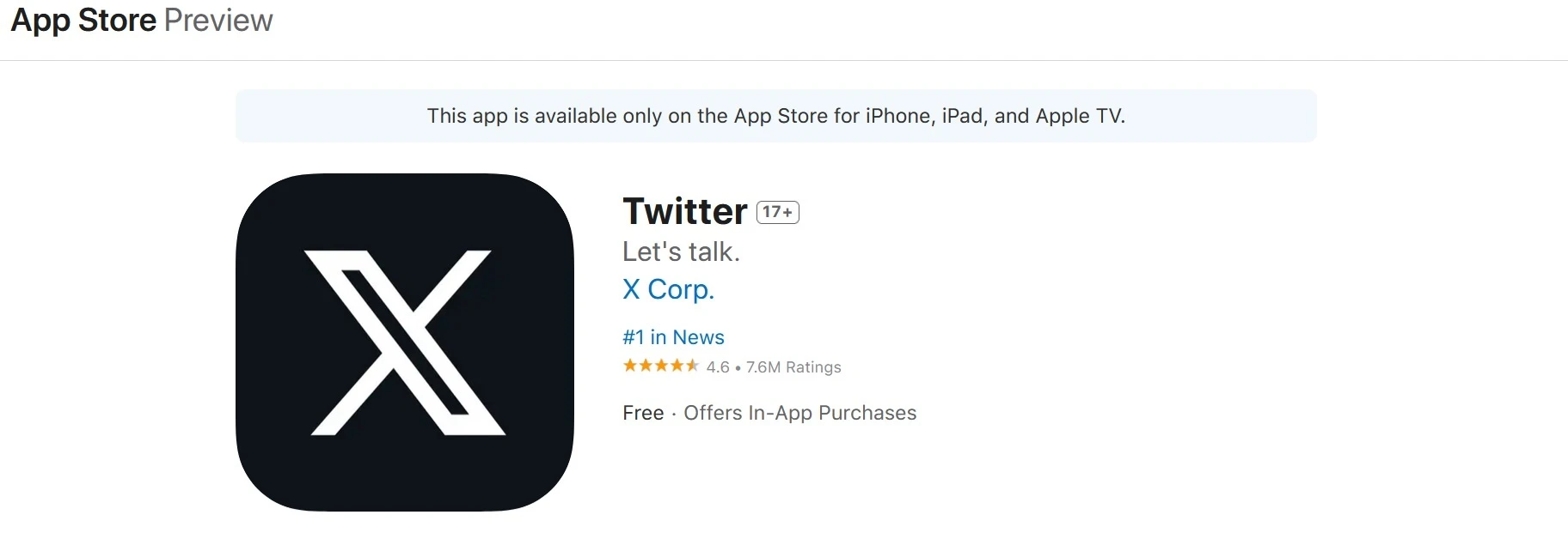 У Apple есть одна простая причина, по которой она не позволит Twitter провести в App Store ребрендинг на "X" фото
