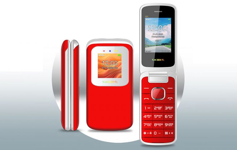 273853Texet TM-325: кнопочный телефон с двумя цветными экранами и необычным индикатором