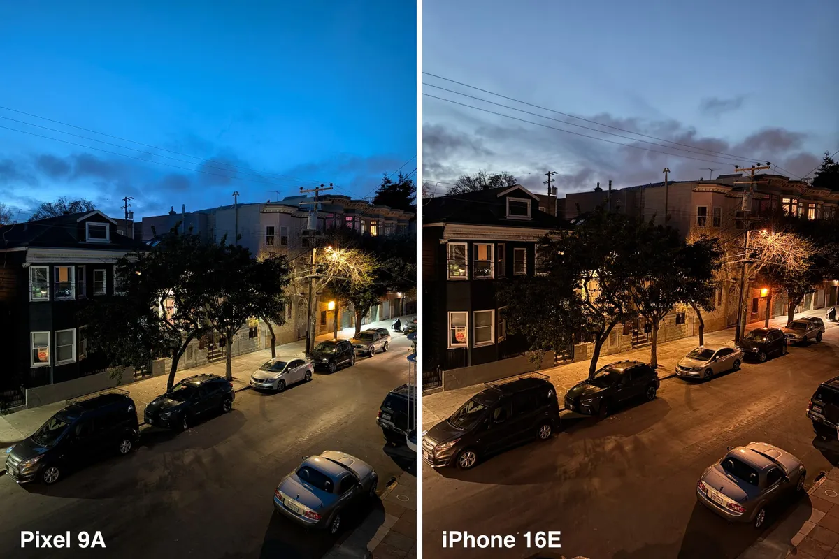 камера iPhone 16E против Pixel 9A
