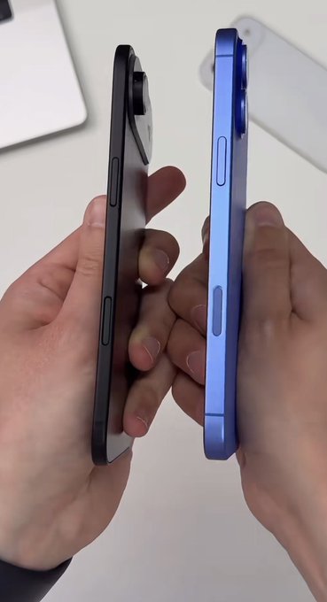 iPhone 17 Air рядом с 16 Plus выглядит так, будто Apple сдула телефон картинка iPhone 17 Air