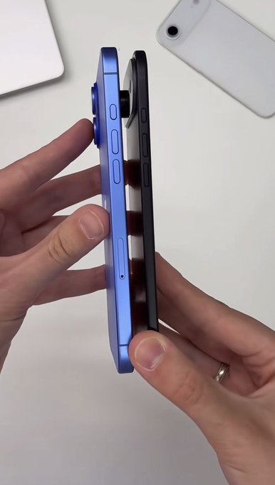 iPhone 17 Air рядом с 16 Plus выглядит так, будто Apple сдула телефон картинка iPhone 17 Air