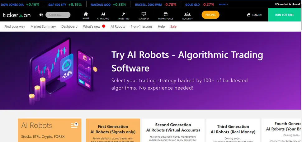 Искусственный интеллект: полезные сервисы и платформы картинка Tickeron