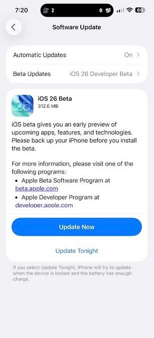 iOS 26 Developer Beta