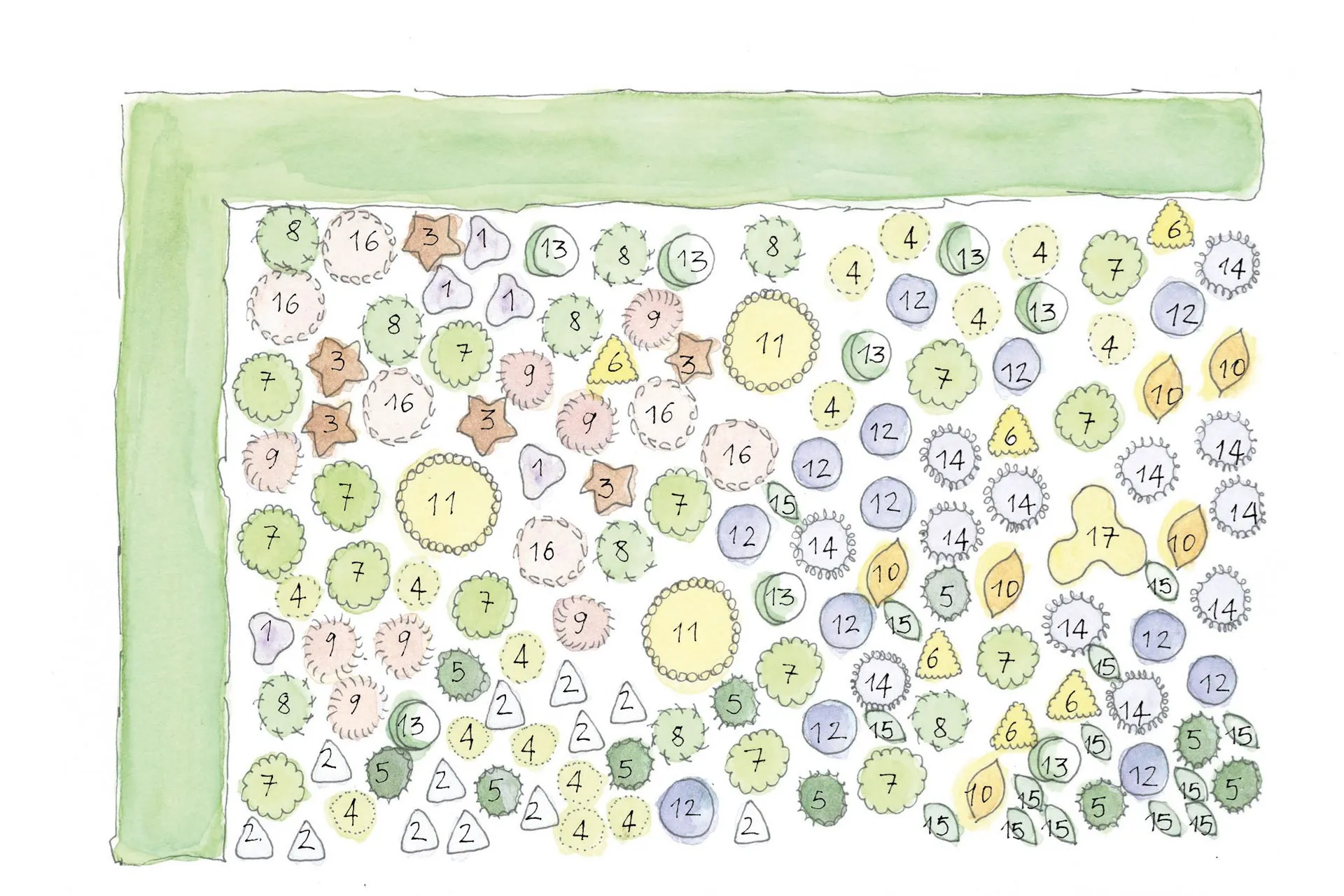 Садовый бордюр по схеме Арне Мэйнарда: растения и план посадки