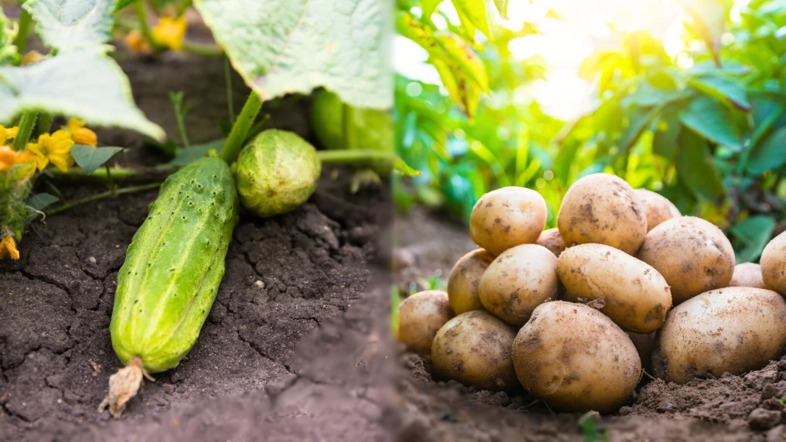 Огурцы и картофель