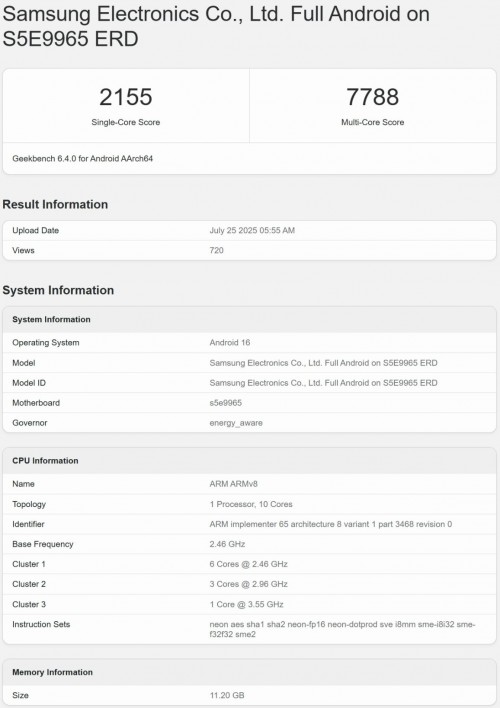 Процессор Samsung Exynos 2600 замечен в Geekbench картинка Процессор Samsung Exynos 2600 замечен в Geekbench