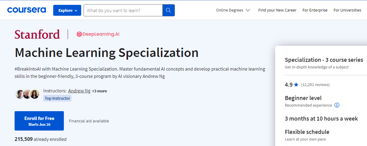 Stanford ML Specialization