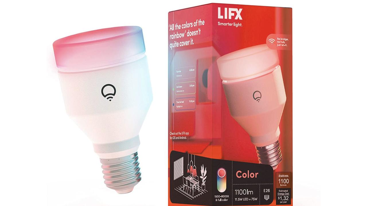LIFX Color A19 1100 lumens Wi-Fi Smart LED Light Bulb
