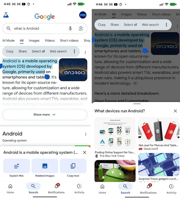 Google Search AI: три кнопки для углубленного поиска