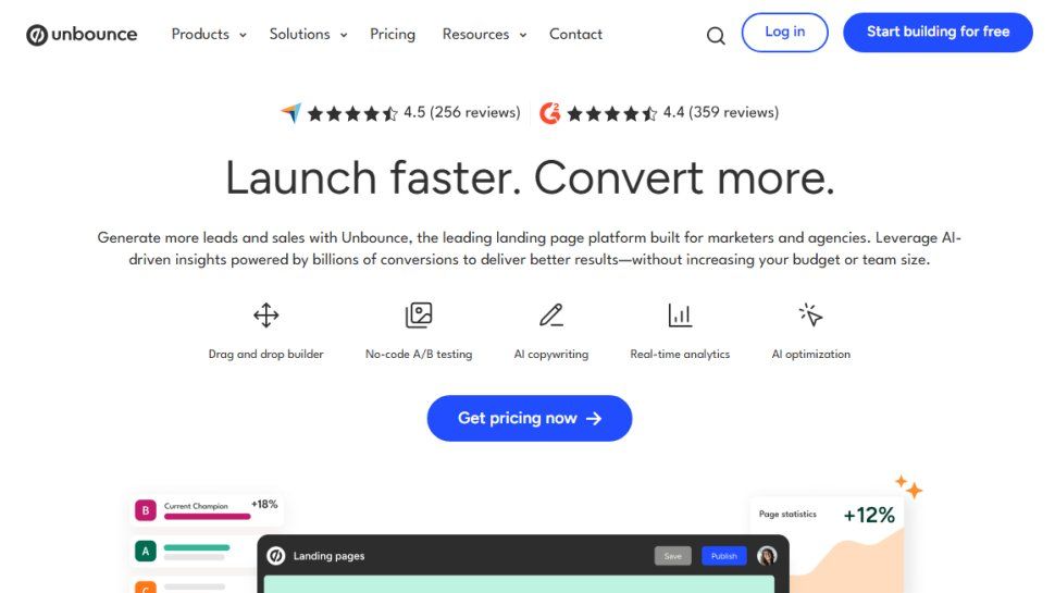 Конструкторы целевых страниц: как выбрать? картинка Unbounce