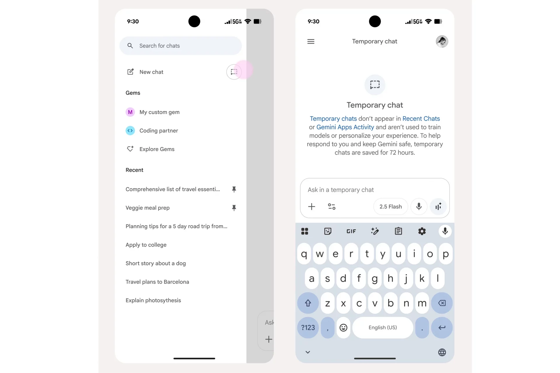 Google Gemini научился хранить секреты: встречайте временные чаты и функцию «Памяти».