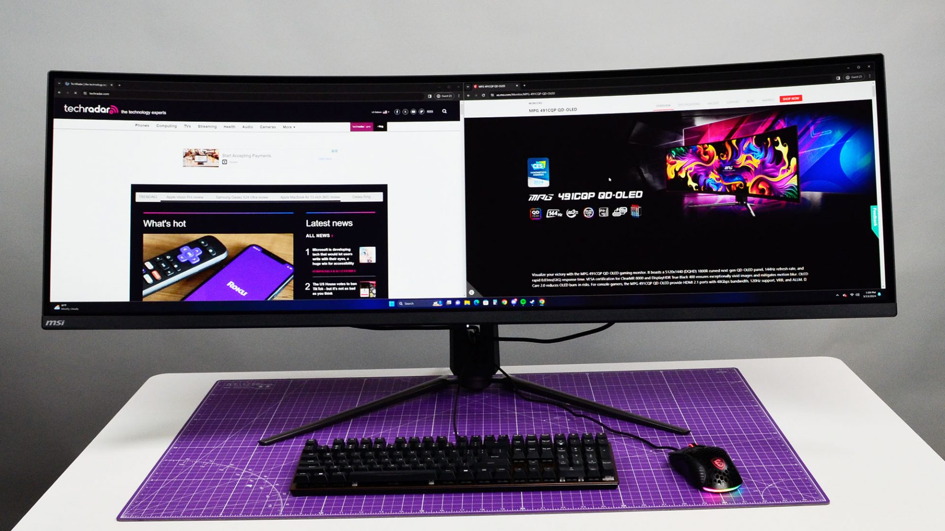Обзор MSI MPG 491CQP QD-OLED — ультраширокий QD-OLED экран картинка MSI MPG 491CQP QD-OLED