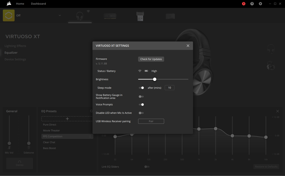 Стоит ли покупать Corsair Virtuoso XT? Обзор картинка Corsair Virtuoso RGB Wireless XT-8