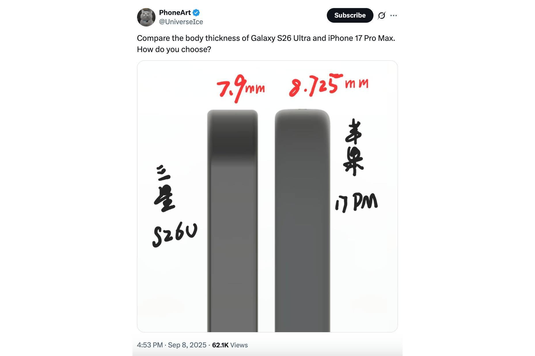 Битва титанов аккумулятор iPhone 17 Pro Max против Galaxy S26 Ultra