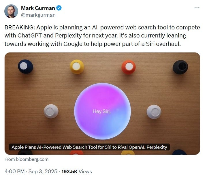 Apple объявляет войну Google: запускает собственный AI-поисковик фото