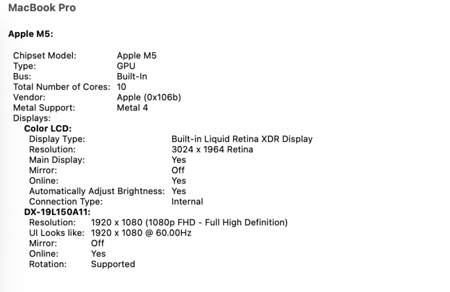 Ноутбук MacBook Pro 14 M5: вкладки Chrome и Photoshop