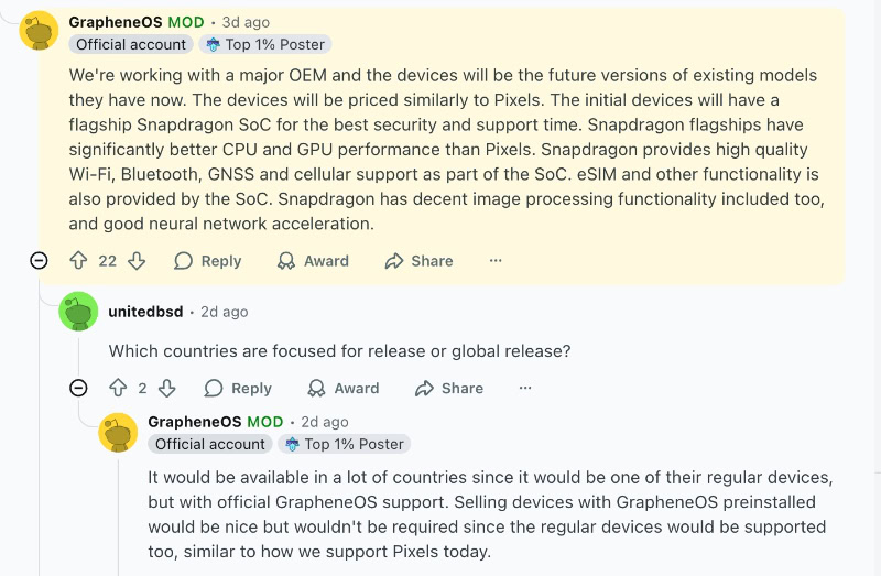 Новый этап для Graphene OS: партнерство с Android-производителем фото