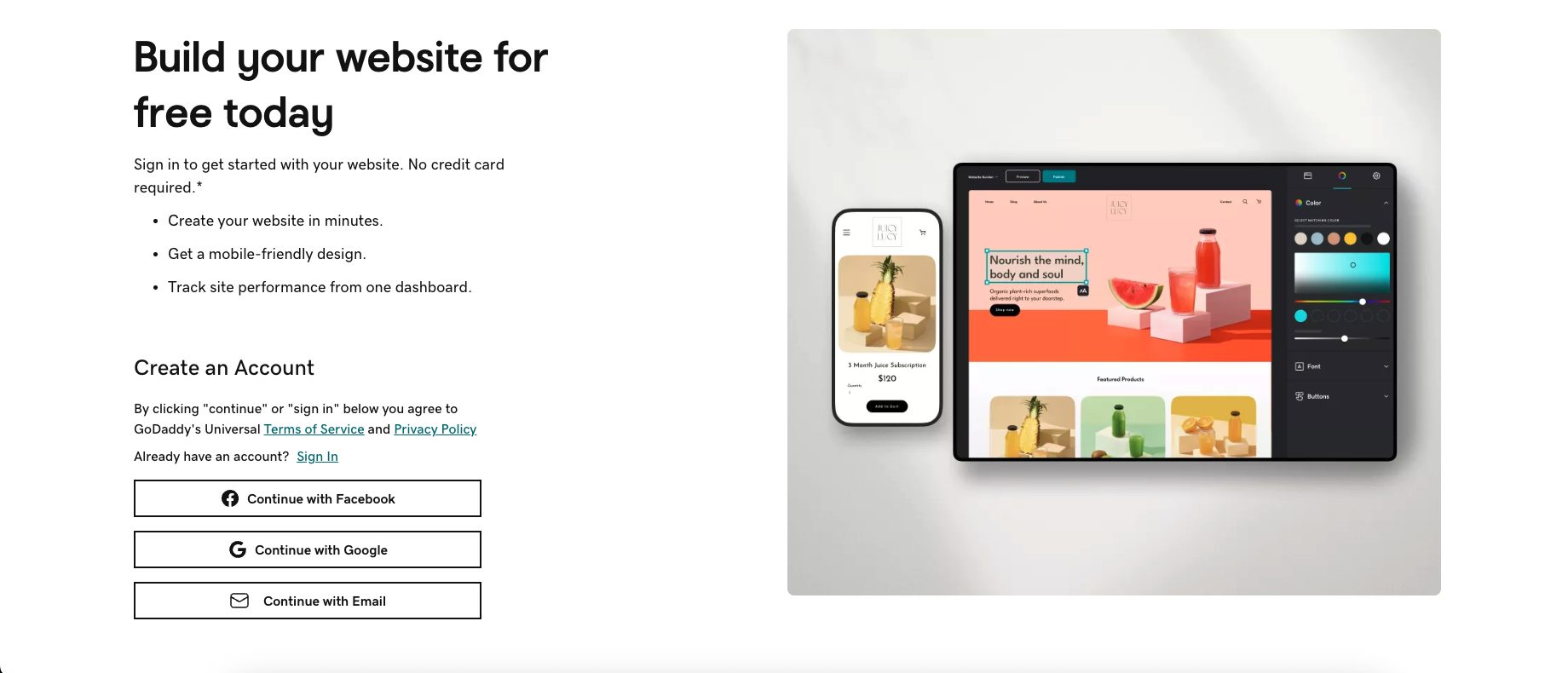 Конструктор сайтов GoDaddy — простой и быстрый