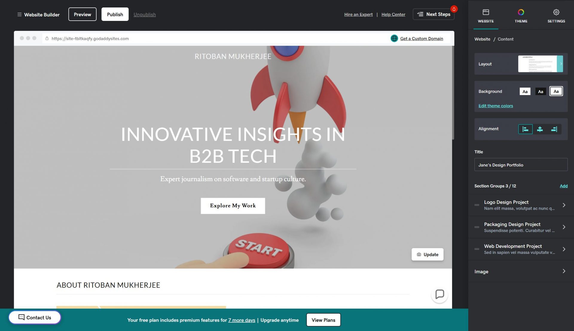 Конструктор сайтов GoDaddy — простой и быстрый