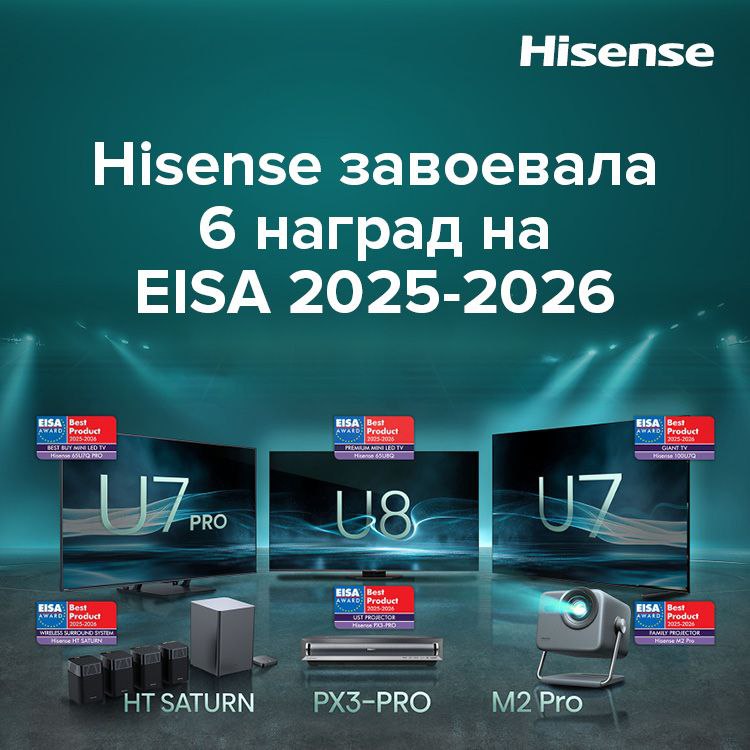 Hisense получила шесть престижных наград на EISA Awards 2025-2026