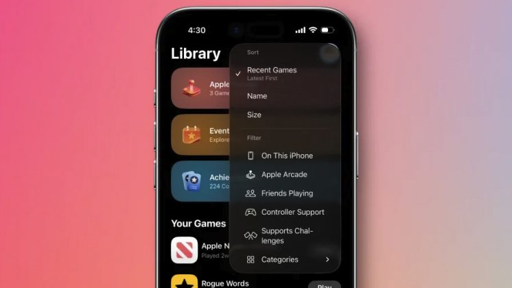 Обновление iOS 26.2 приносит новые фильтры игр