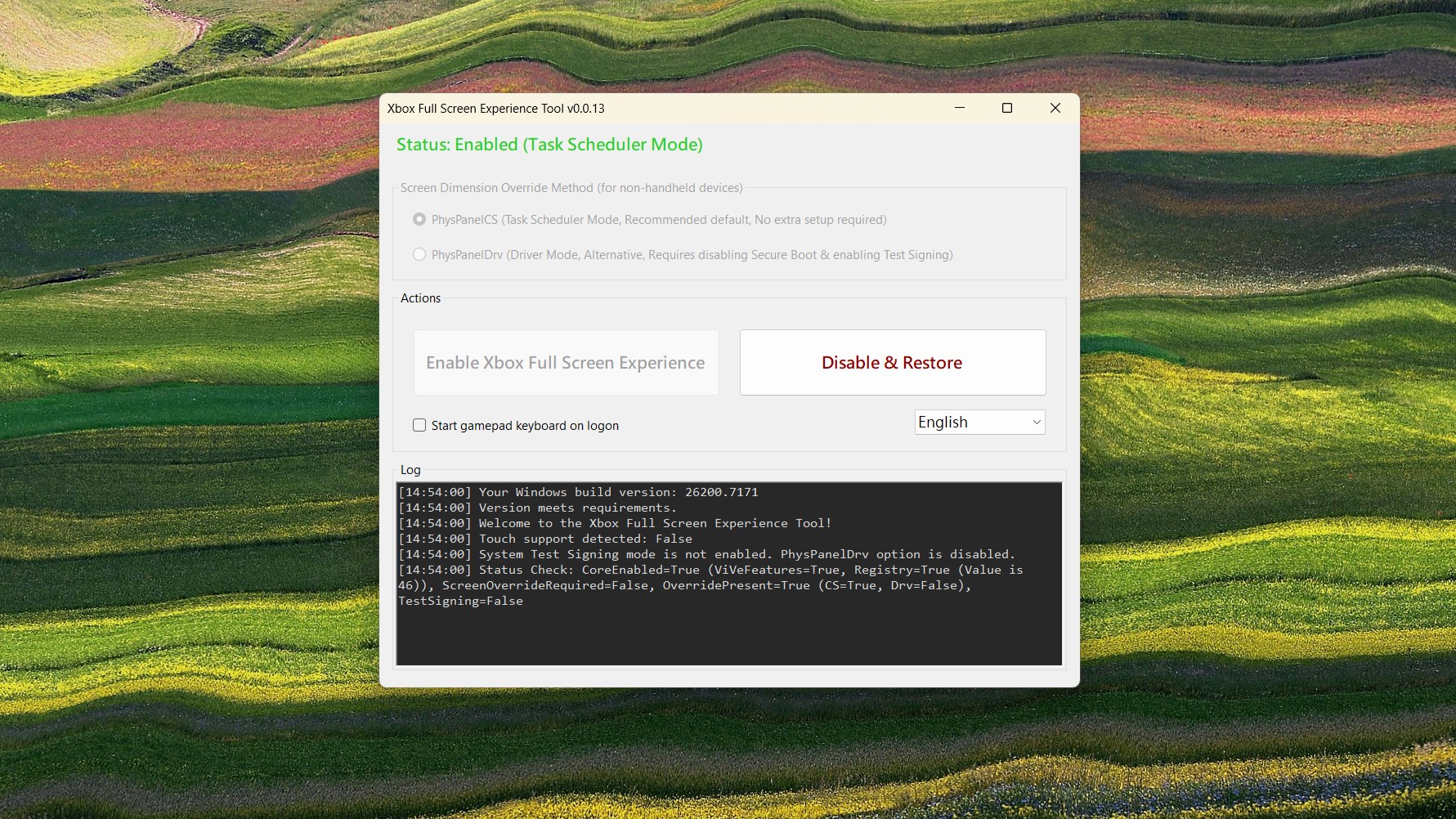 Полноэкранный режим Xbox на ОС Windows 11