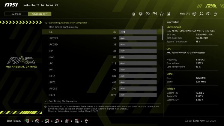 MSI X870E Tomahawk MAX Wifi PZ