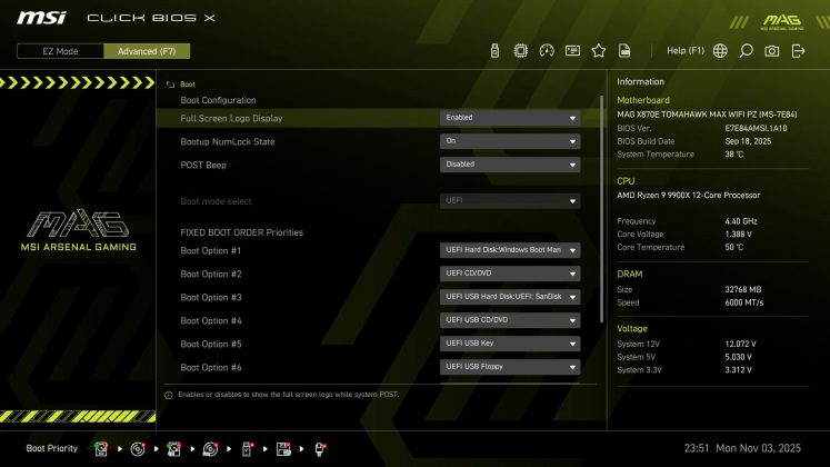 MSI X870E Tomahawk MAX Wifi PZ