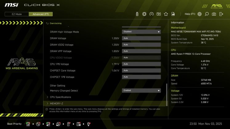 MSI X870E Tomahawk MAX Wifi PZ
