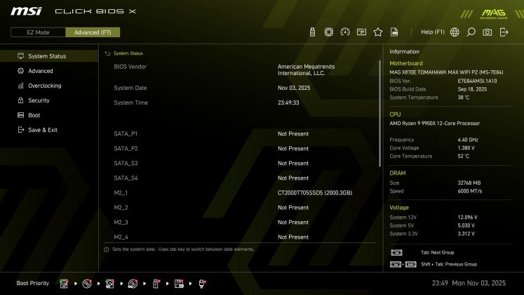 MSI X870E Tomahawk MAX Wifi PZ