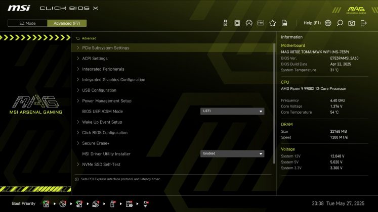 Материнская плата MSI MAG X870E Tomahawk Wifi