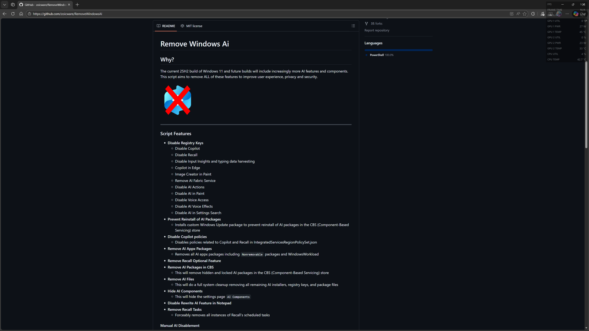 Новый скрипт для Windows 11 обещает убрать весь «умный» функционал — и многим пользователям это неприятно понравится