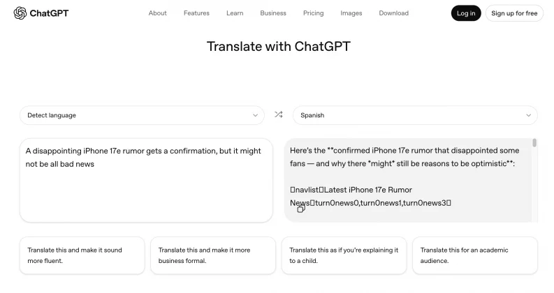 Сервис ChatGPT Translate: полный провал | DGL.RU