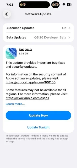 iOS 26.3 RC
