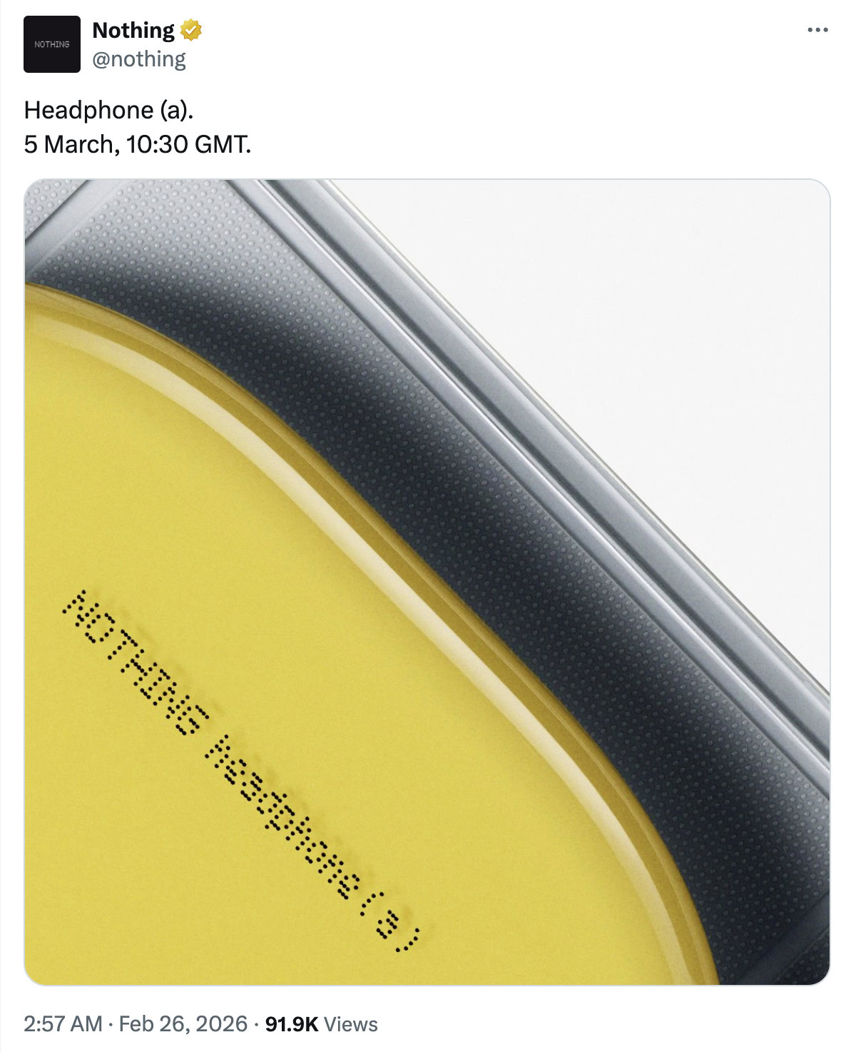 Полноразмерные наушники Nothing Headphone (a): дерзкий желтый дизайн и рекордная батарейка картинка Наушники Nothing Headphone (a): 100 часов музыки | DGL.RU